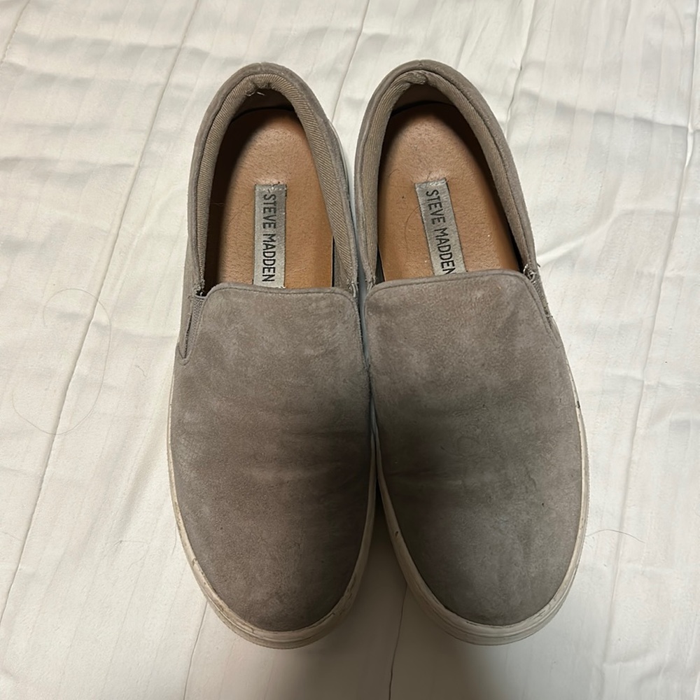 Steve Madden grey suede slip on sneakers